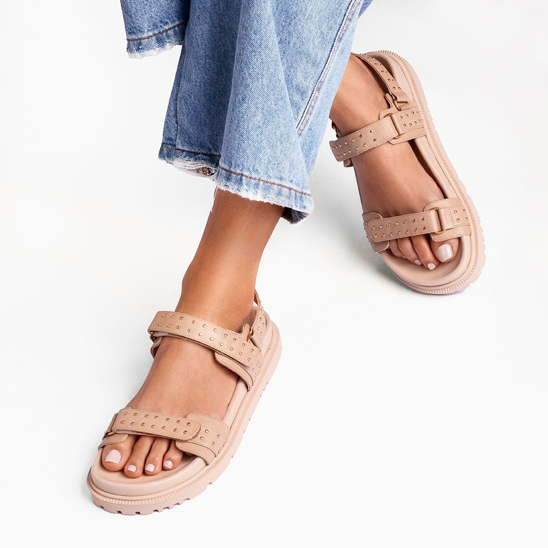 Flat Megan Studded Bege