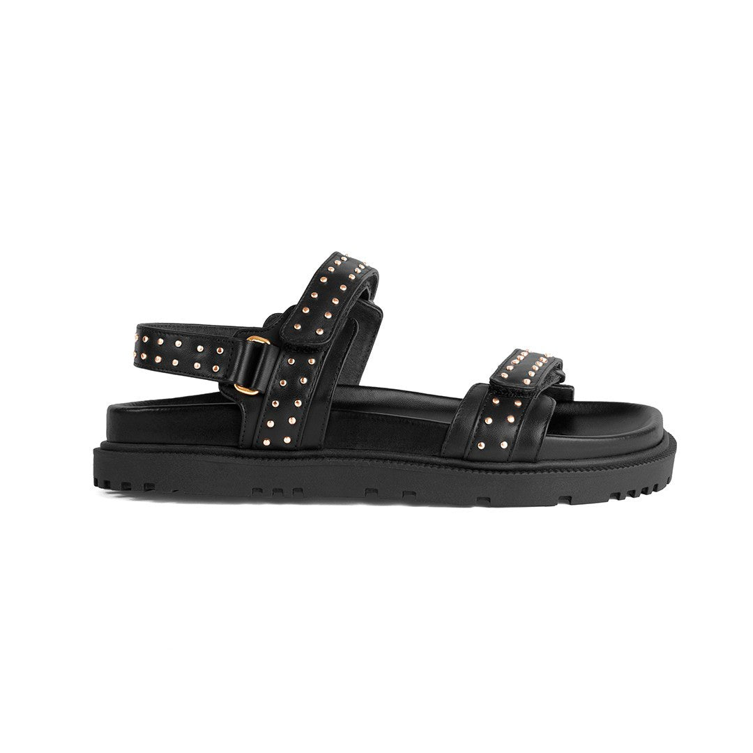 Flat Megan Studded Black