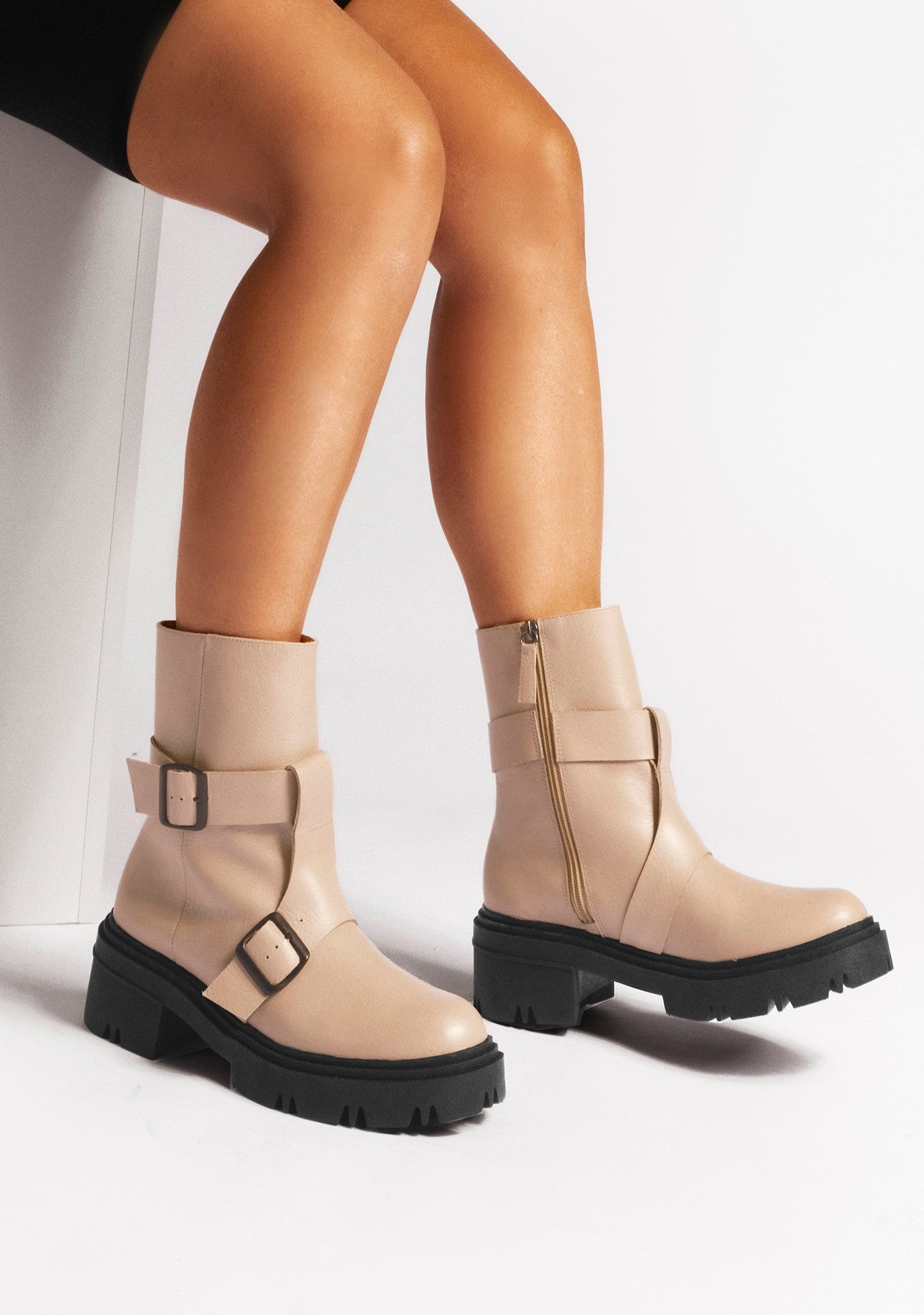 Bota Biker Bege