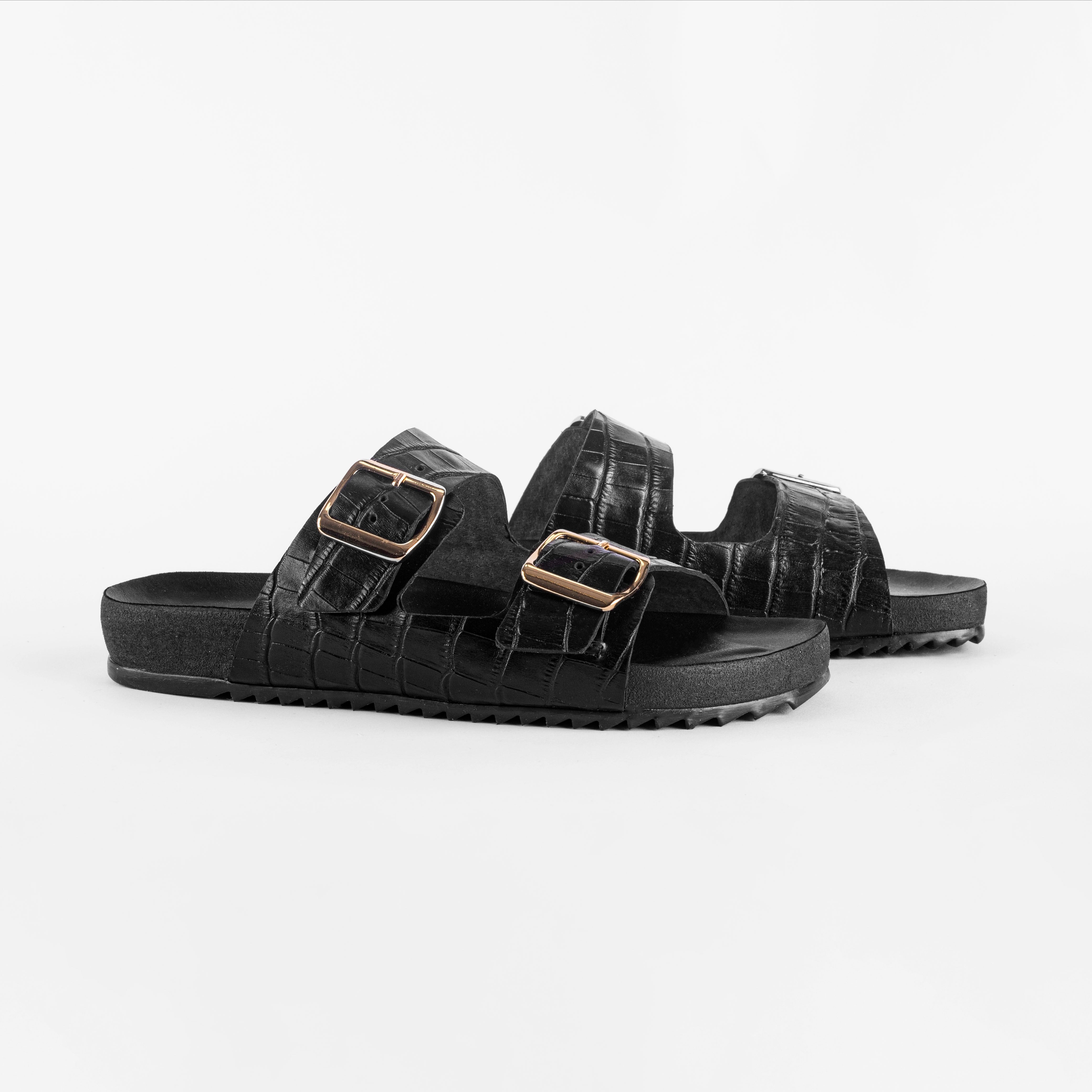 Flat Cuba Croco Black