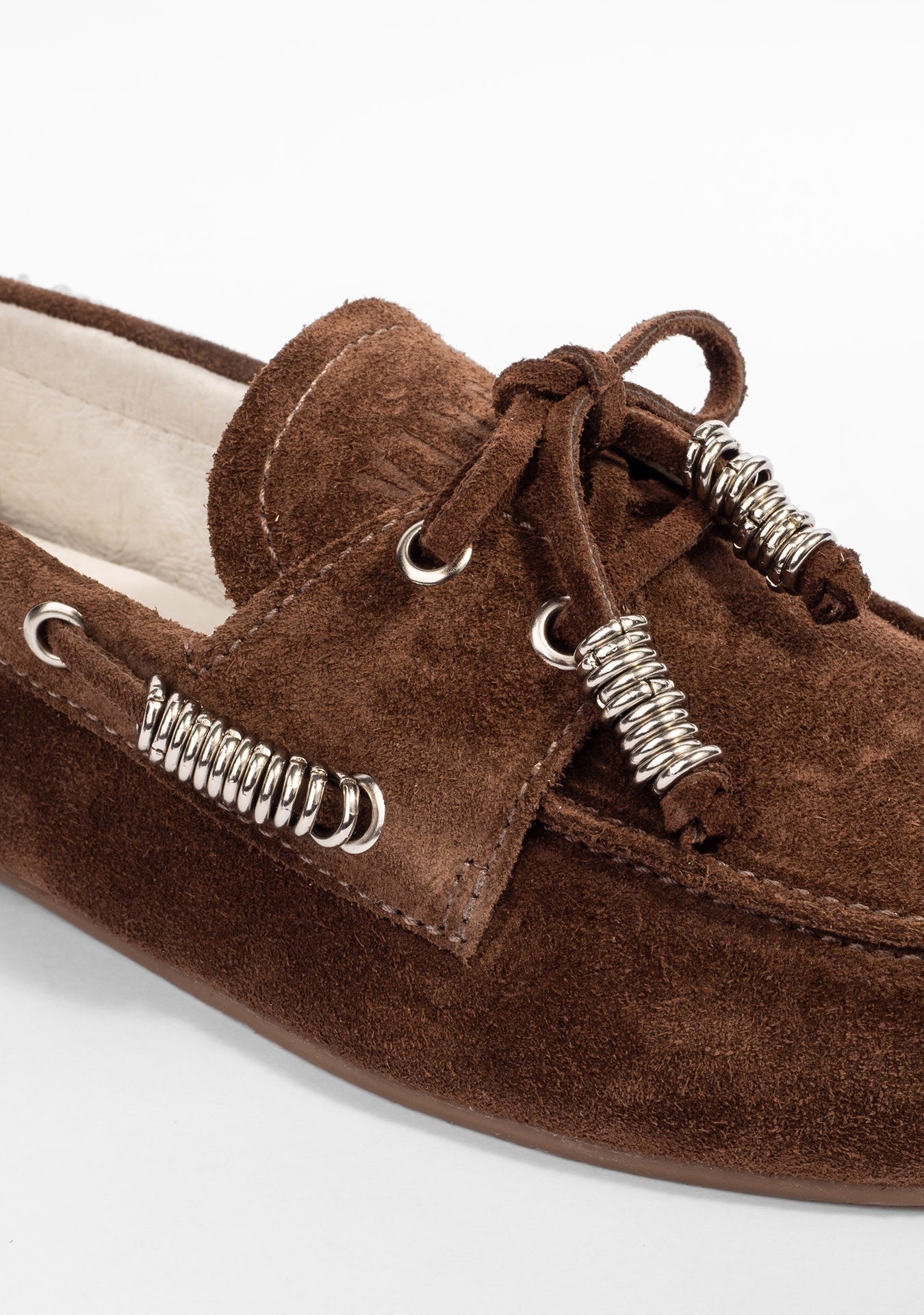 Mocassim Valência Studded Camurça Chocolate