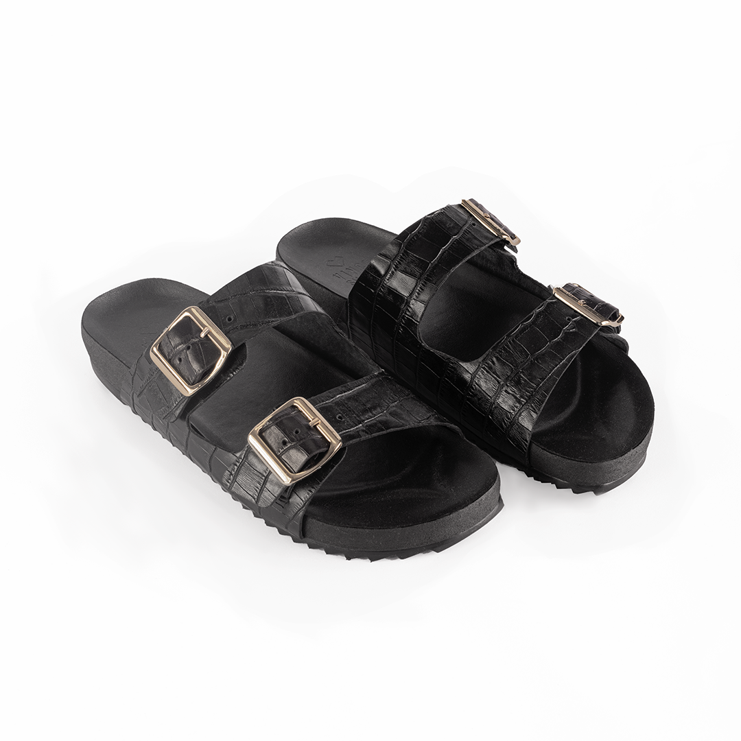 Flat Cuba Croco Black