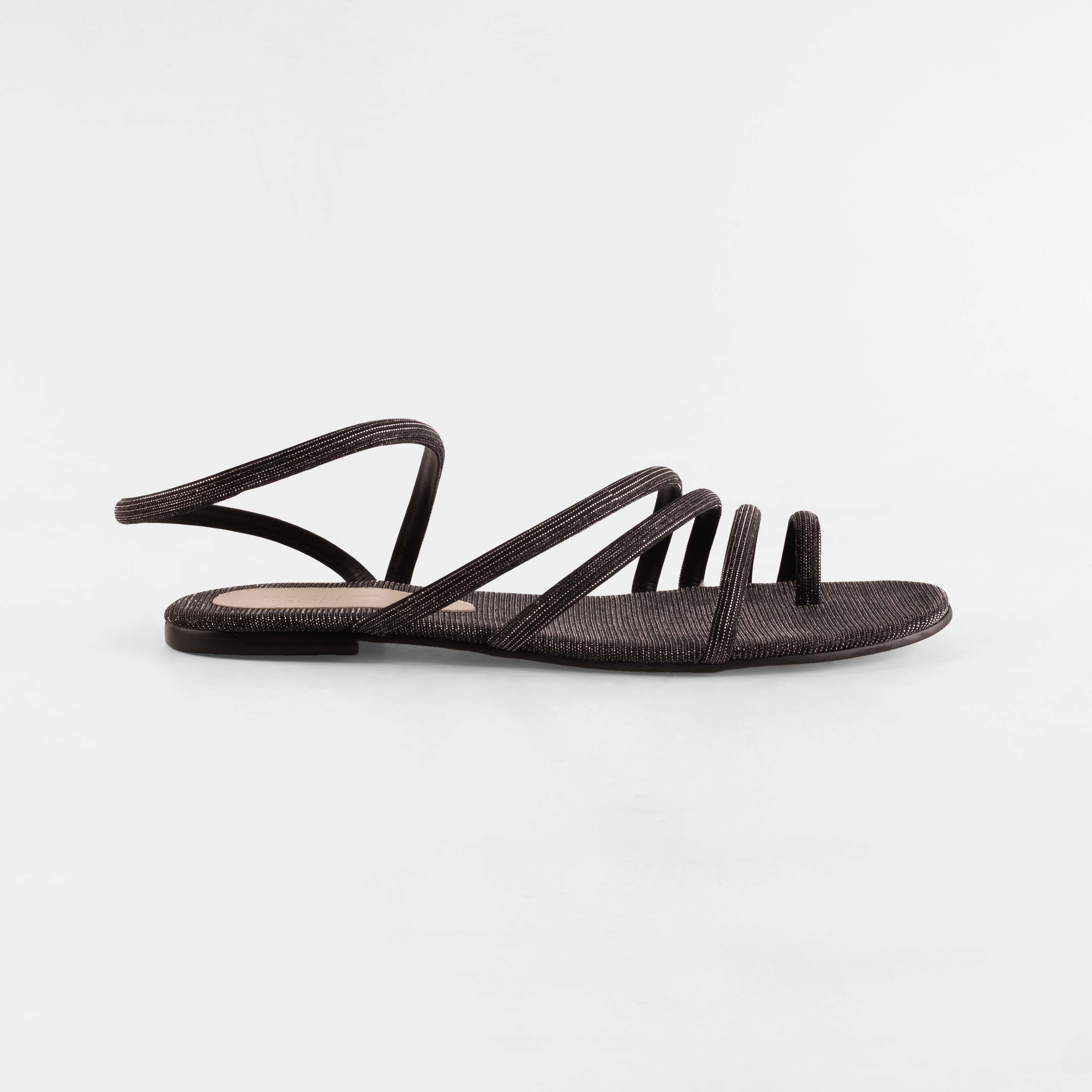 Rasteira Alana Metallic Black
