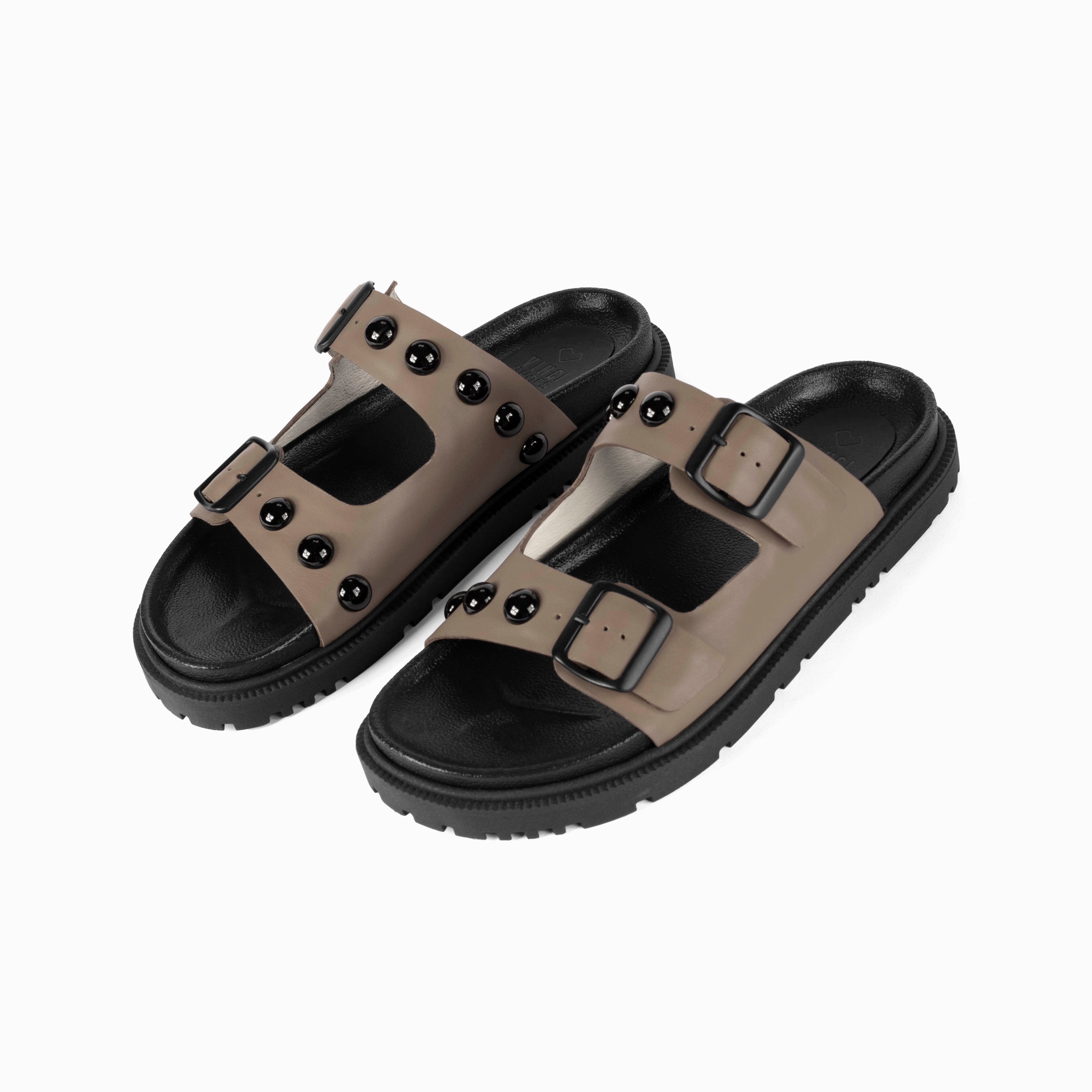 Flat Rebeca Studded Greige