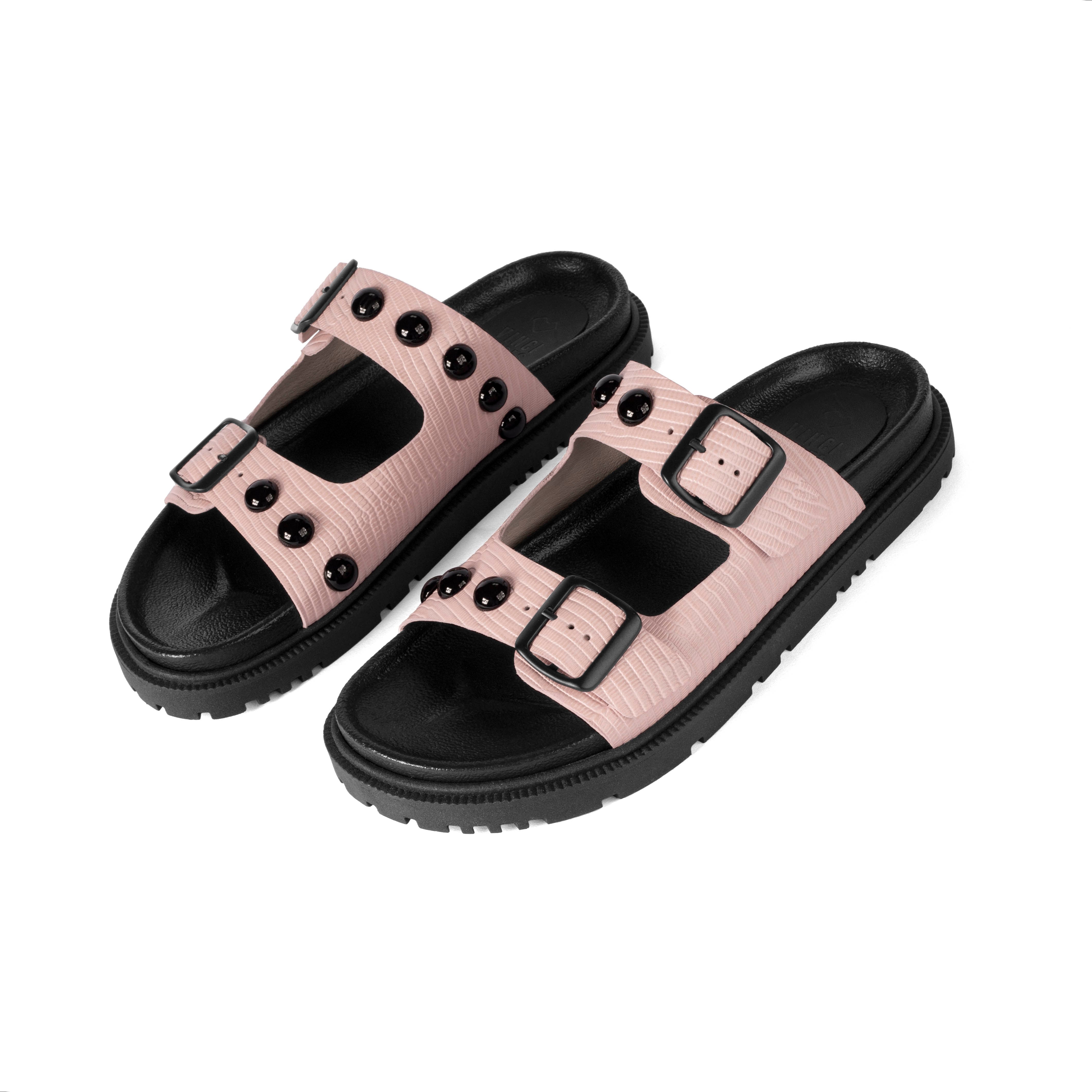 Flat Rebeca Studded Rose Quartz