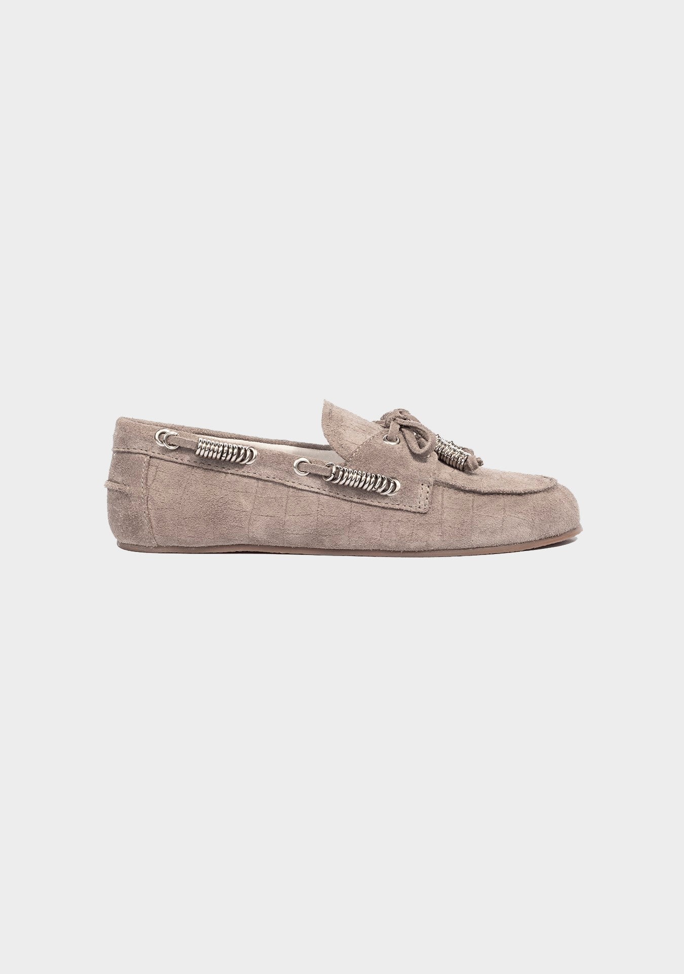 Mocassim Valência Studded Croco Chumbo