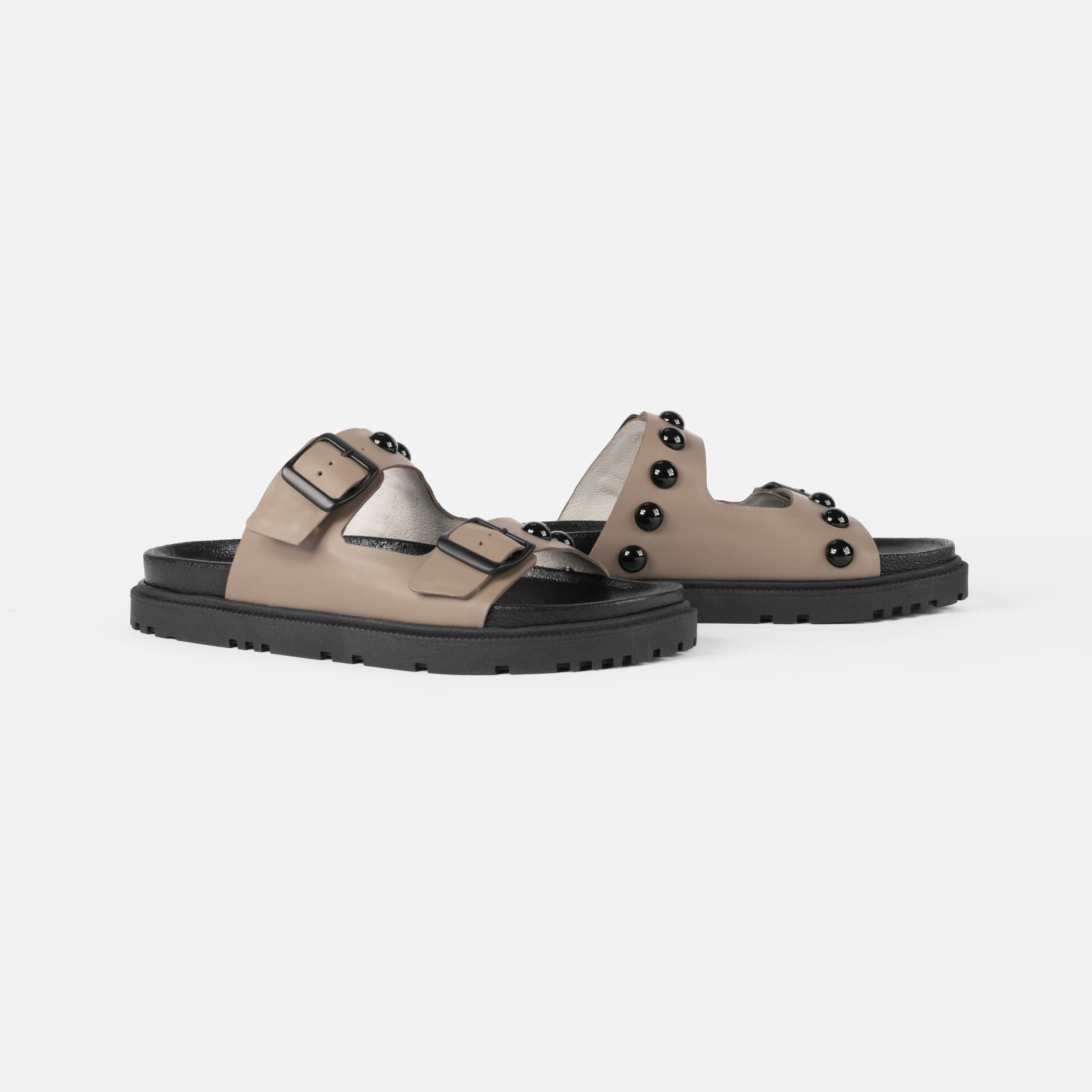 Flat Rebeca Studded Greige