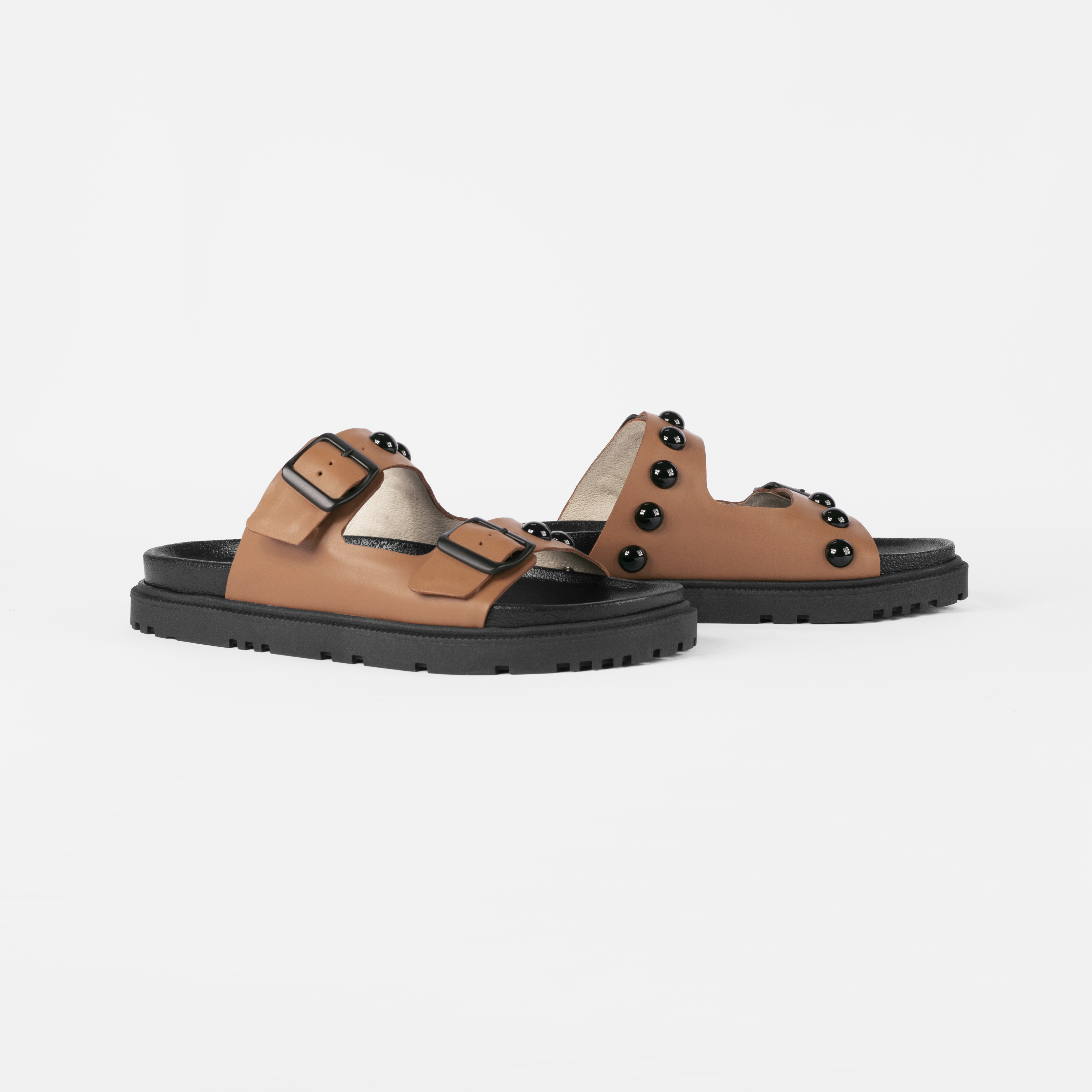 Flat Rebeca Studded Camelo