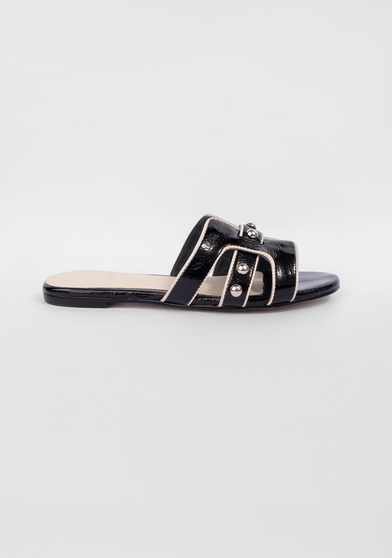 Rasteira Eloise Studded Shiny Black