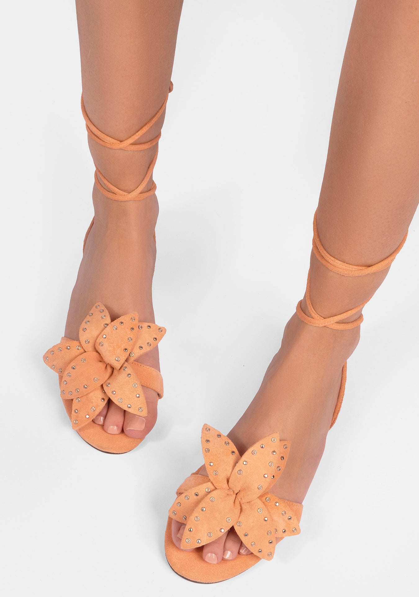 Rasteira Poliana Studded Camurça Peach