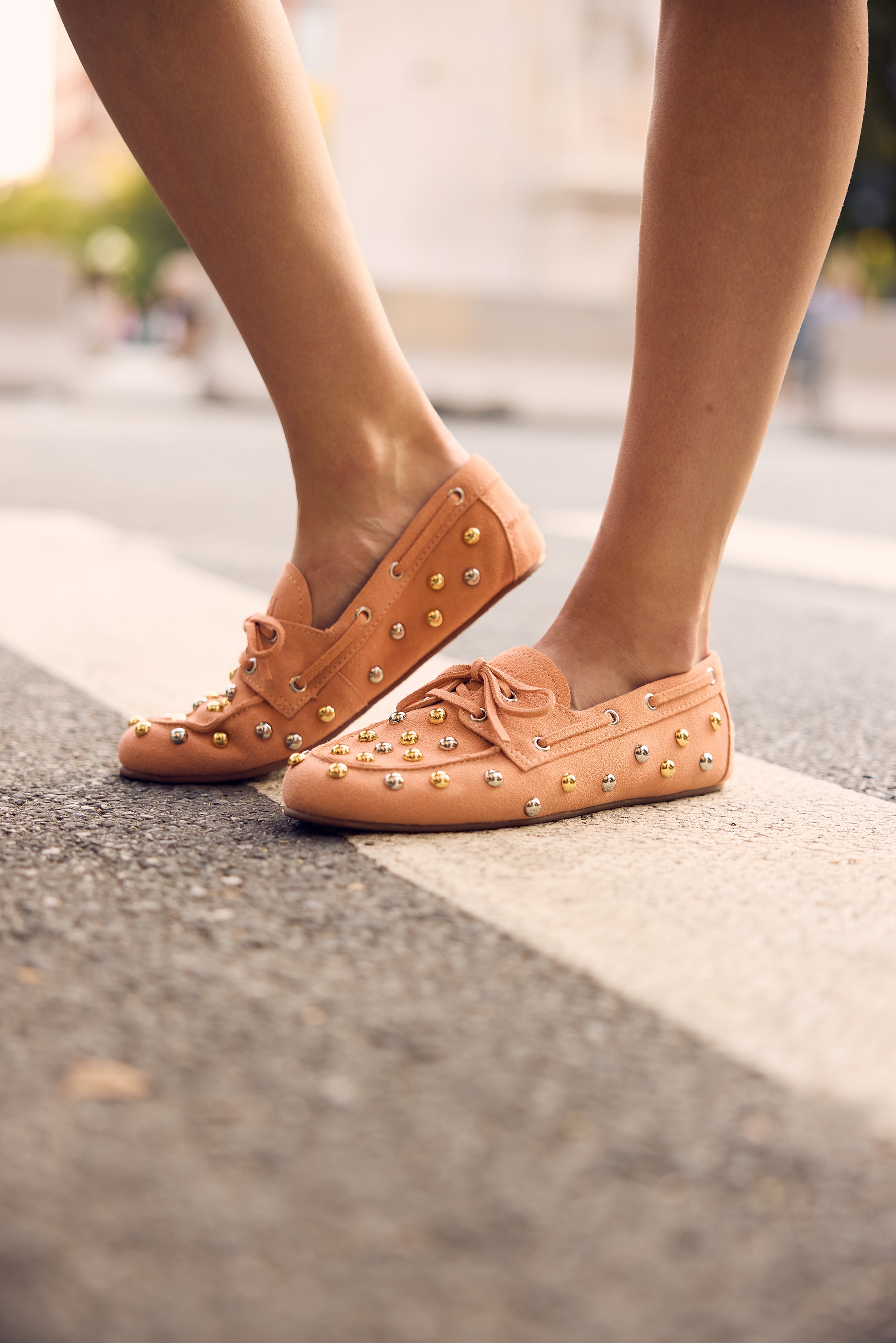 Mocassim Valência Rock Camurça Peach